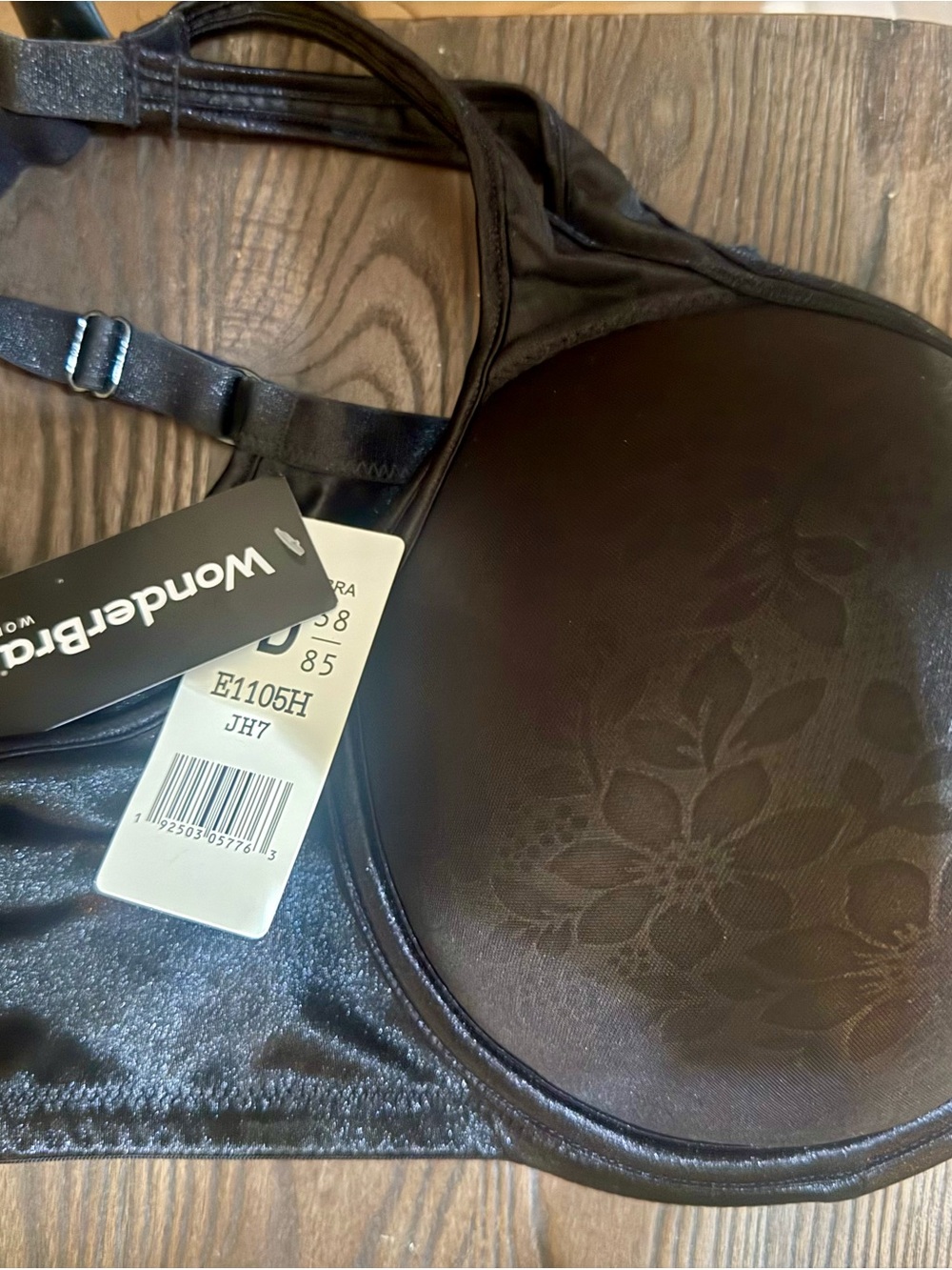 NWT Wonderbra Plus Black Jacquard Floral Underwire Bra Style E1105H 38DD